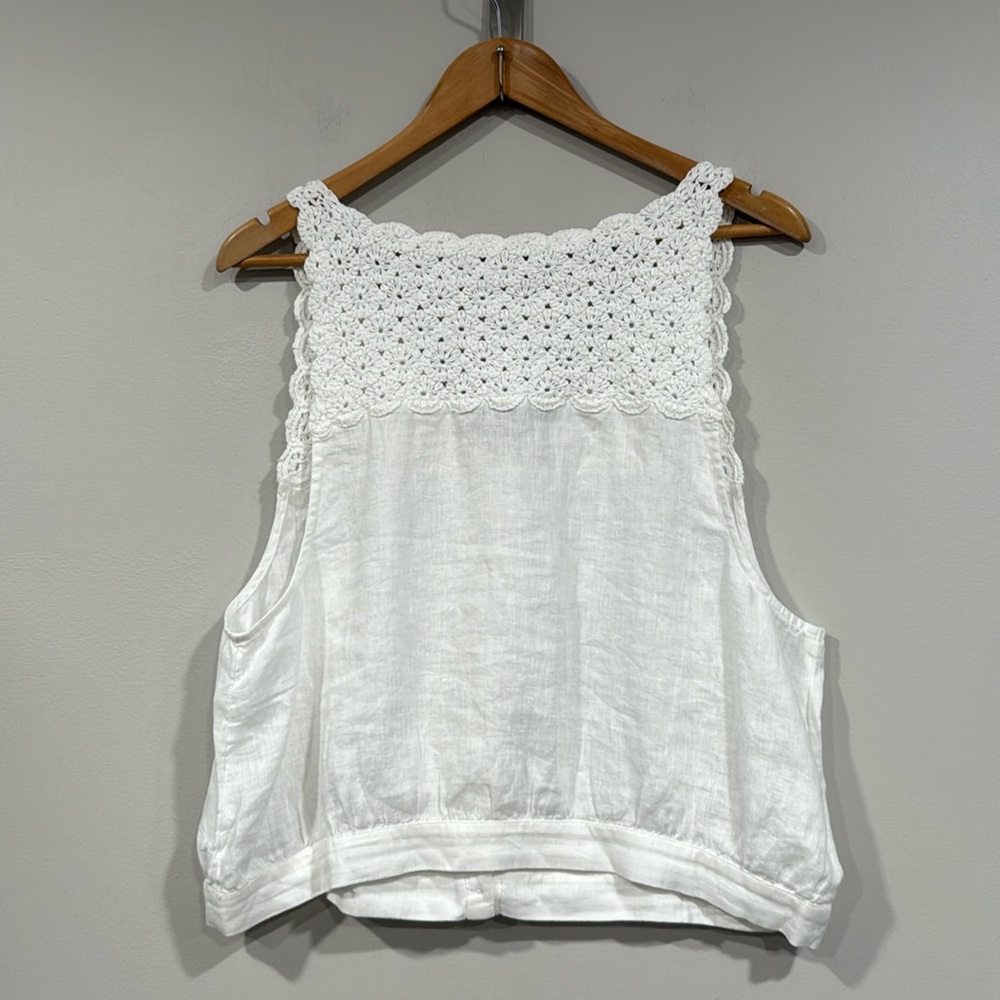 Madewell White Lilah Embroidered Sleeveless V-Neck Blouse 14 NWT - Picture 5 of 5